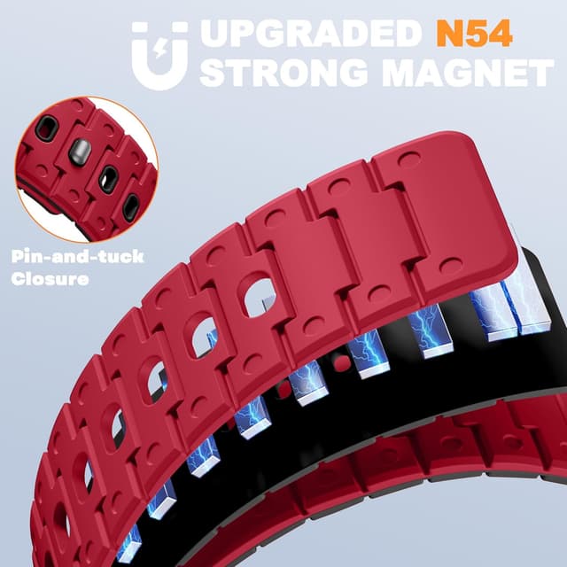 Detalle de Bandletic Magnetic Straps for Apple Watch Series 11/10 (42mm), Series 9/8/7 (41mm) and more — soft silicone magnetic strap