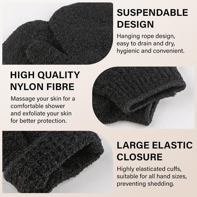 Detalle 2 de Exfoliating Gloves 18pc bamboo shower mitts