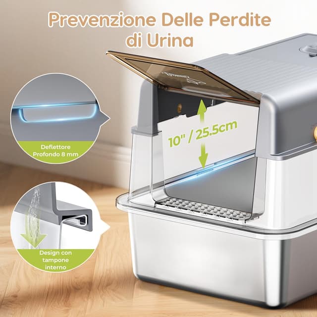 Detalle de PalNests lettiera per gatti XXL in acciaio inox 105°