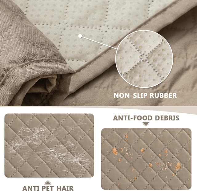 Detalle de FIGOOO Copridivano impermeabile 1 posto trapuntato con tasche laterali color cachi