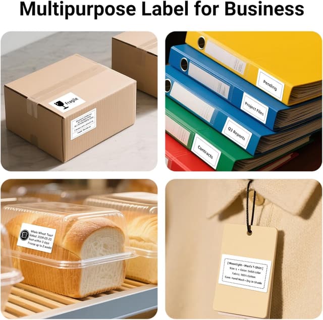 Detalle de ORGBRO Z3 thermal label maker tape (3 rolls) – black on white rectangular labels, 230 per roll