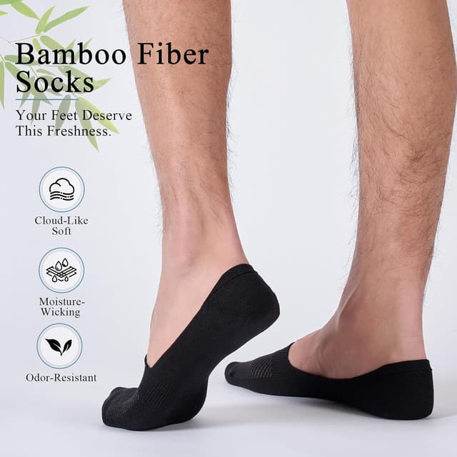 Detalle 1 de SukModen 8 Pairs No Show Loafer Socks for Men – Invisible Low Cut Bamboo Trainer Socks
