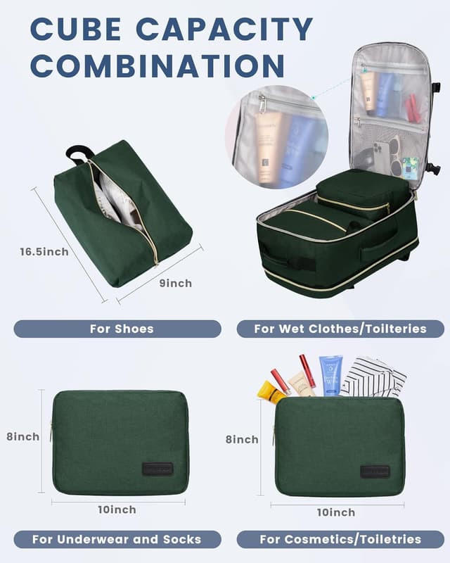 Detalle 2 de LOVEVOOK Handgepäck-Rucksack für Flugzeug 40 L mit separatem Laptopfach bis 17,3 Zoll