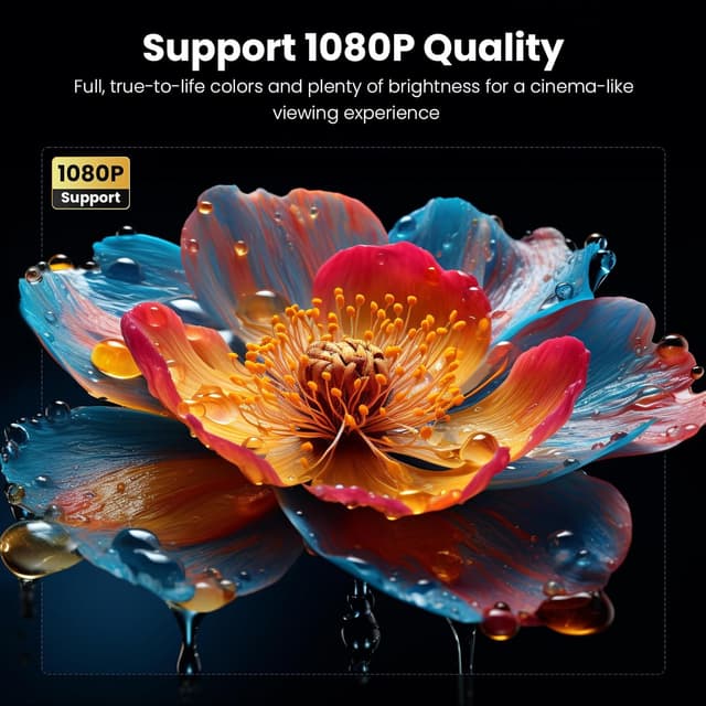 Detalle de NICPOW Upgrade Portable Outdoor Mini Projector (1080P, HDMI/USB/AV) for Phone, TV Stick, PS5 & More