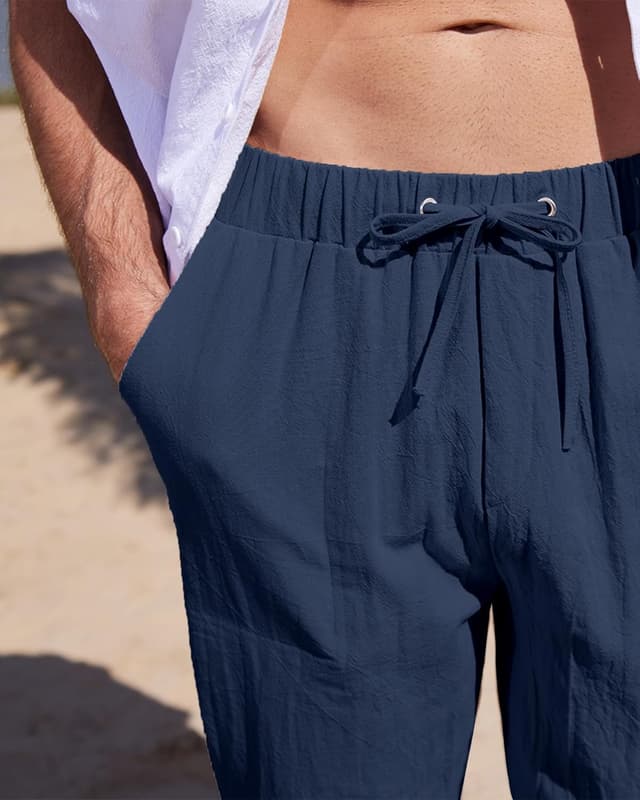 Detalle de YAOHUOLE linen trousers with elastic waist
