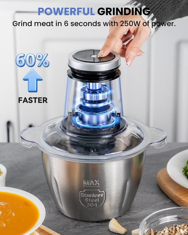 Detalle 2 de LINKChef Food Processor Small (10-Cup) 600W Electric Food Chopper with Container