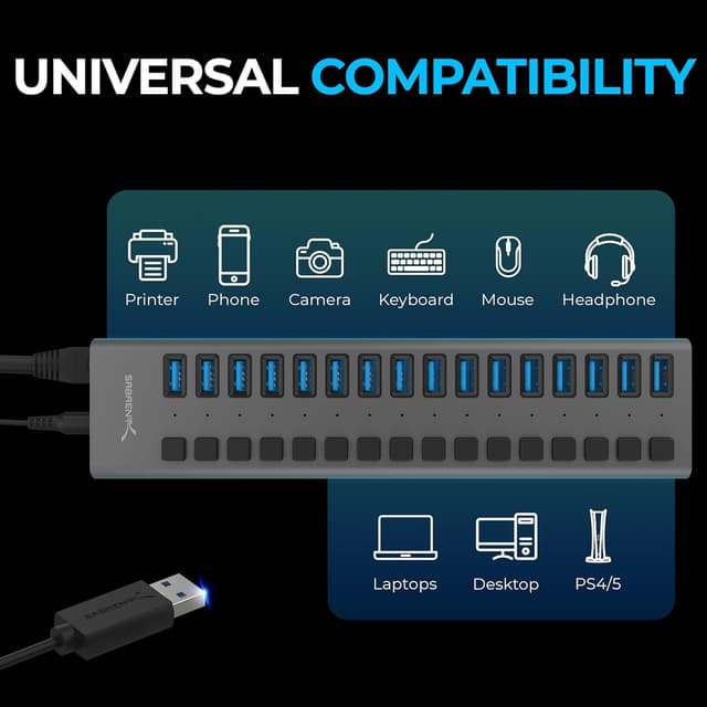 Thumbnail 3 de SABRENT HB-PU16 16-Port USB Hub