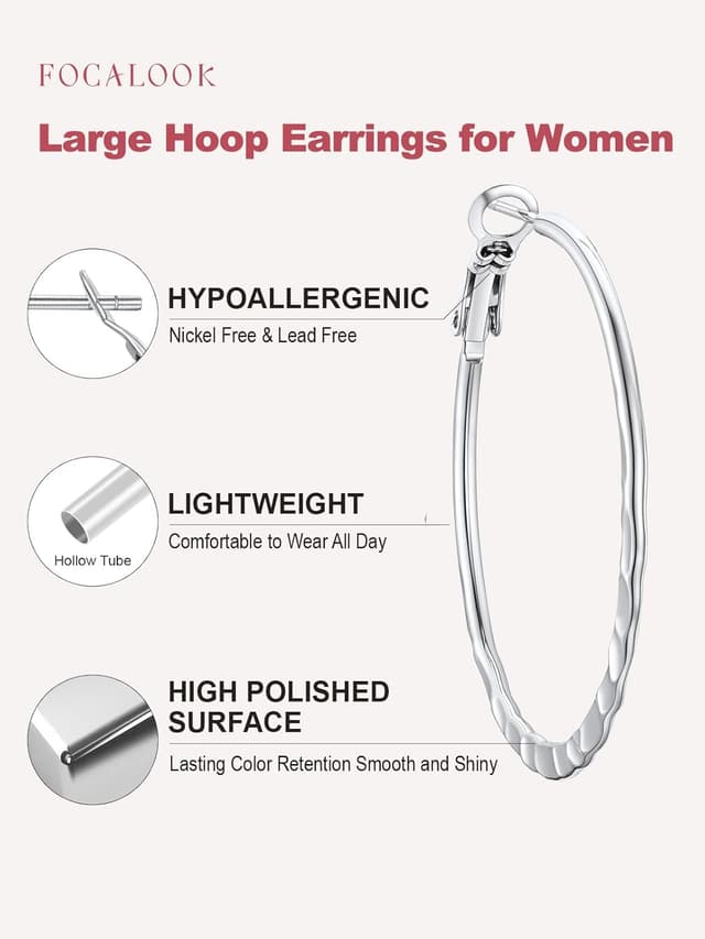 Detalle de FOCALOOK Creolen 40 mm Edelstahl Ohrringe