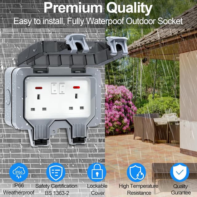 Detalle de Weatherproof Double Outdoor Socket IP66 13Amp