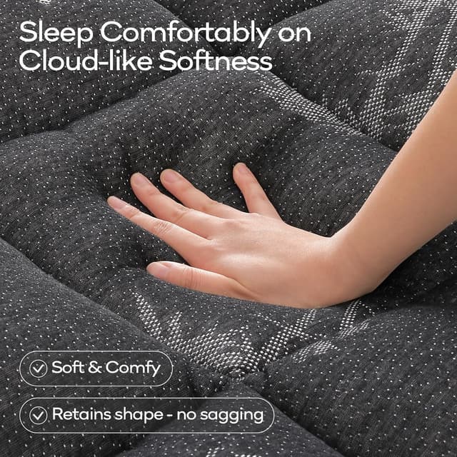 Detalle 2 de OLANLY King Mattress Topper with Bamboo Viscose Cooling Comfort (Pillow Top, Deep Pocket) – Dark Gray