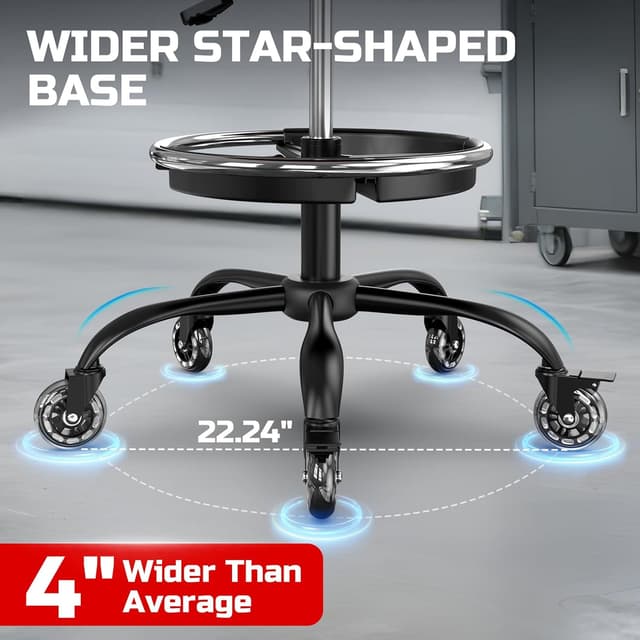 Thumbnail 4 de Rolling Shop Stool with Wheels 330 lbs capacity