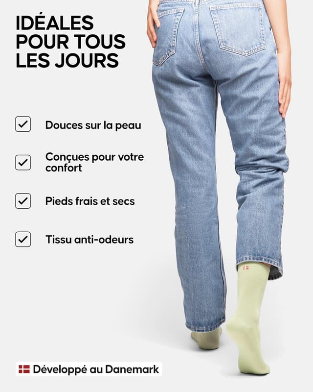 Detalle de DANISH ENDURANCE Chaussettes en fibre de bambou (viscose) ultra douces et respirantes – lot de 3 paires