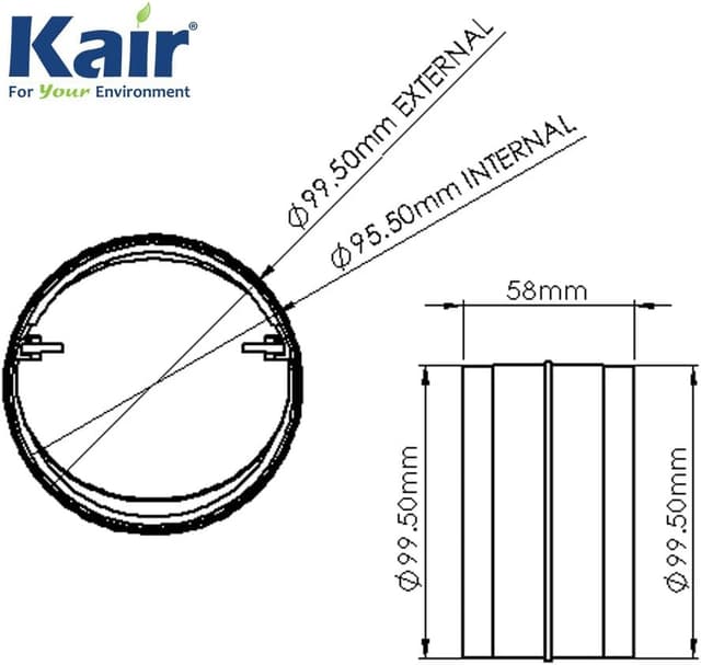 Detalle de 100mm (4 inch) Kair duct connector with backdraught shutter and non-return damper flap
