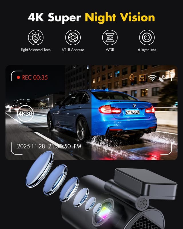 Detalle 2 de GKU D600 4K Dash Cam Front and Rear