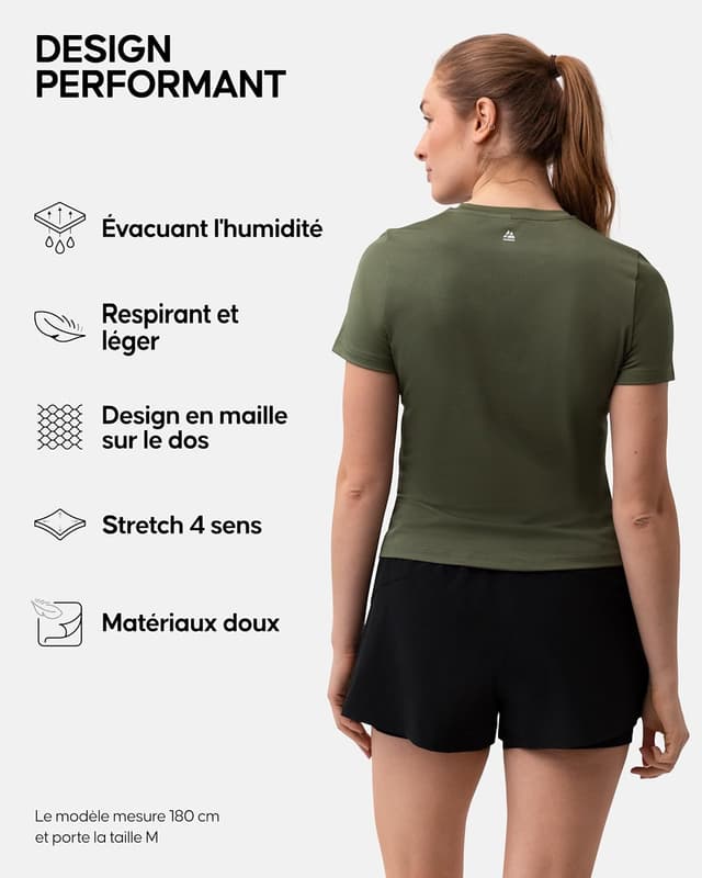 Detalle 2 de DANISH ENDURANCE T-Shirt Sport Technique Femme à col rond ultra respirant (lot 1 ou 2)