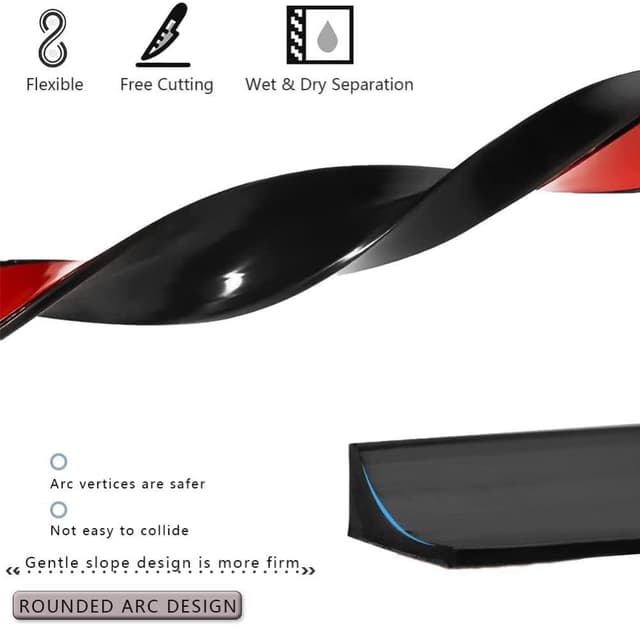 Detalle de 2M Black Silicone Shower Seal Strip 20mm