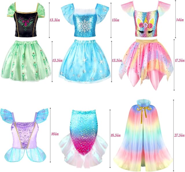 Detalle de HAMSILY Princess Dress Up Clothes Set for Little Girls (Princess, Unicorn, Mermaid & More)