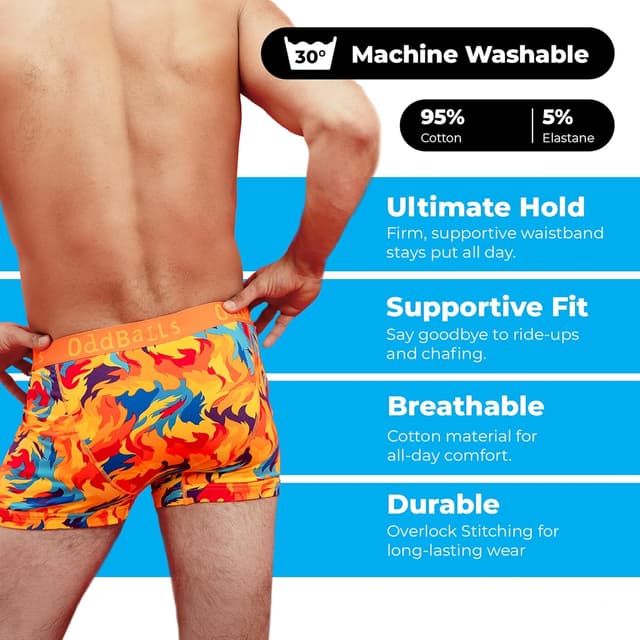 Detalle 2 de OddBalls Men’s Boxers Multipack (3) – Classic Fit Cotton Boxer Briefs with Elastic Waistband