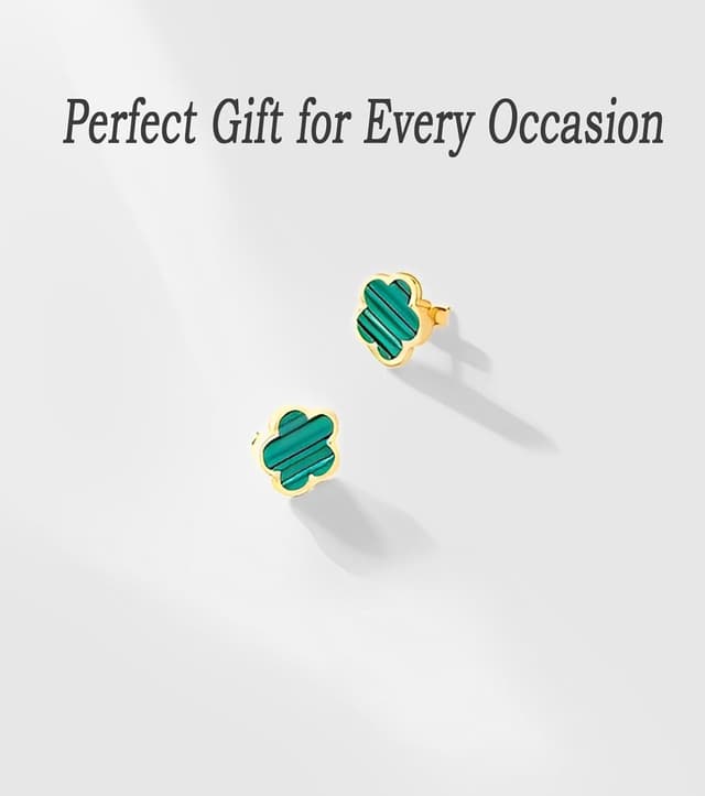 Detalle de T TAKONE Kleeblatt Ohrstecker aus Edelstahl – elegante, hypoallergene Kleeblatt-Pins für Damen & Mädchen