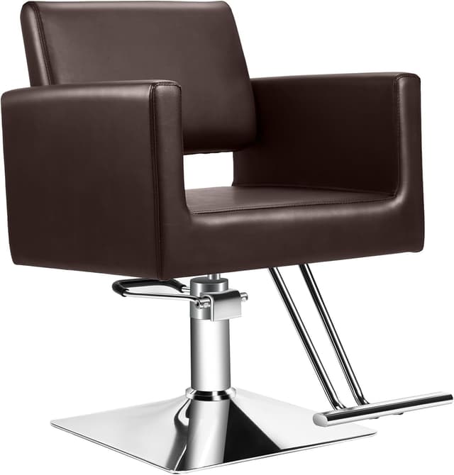 Detalle de Hairdresser Barber Salon Chair with Heavy-Duty Hydraulic Pump, 330 Lbs Capacity, 360° Swivel (Brown)