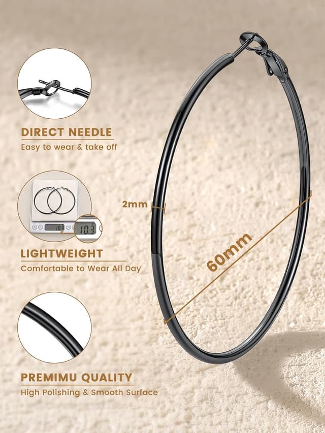 Detalle de GoldChic Créoles noires acier 10 g