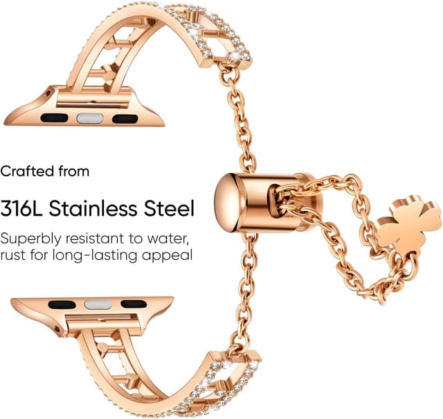 Detalle de Missair diamond-ladder metal strap for Apple Watch (38mm–49mm) compatible with SE & Series 11–3