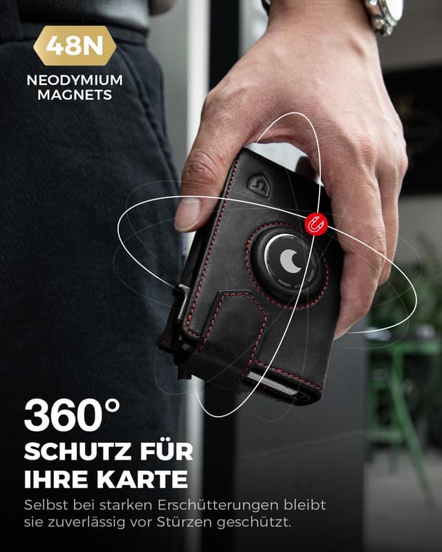 Detalle 2 de LORZOR® Design für Airtag Wallet, Slim Wallet mit Münzfach, Geldbörse Herren echtem Leder, RFID Blocker Portemonnaie, Portmonee Herren kartenetui Platz für 10 Karten, Geldbeutel (Schwarz rot)
LORZOR® Design für Airtag Wallet, Slim Wallet mit M…