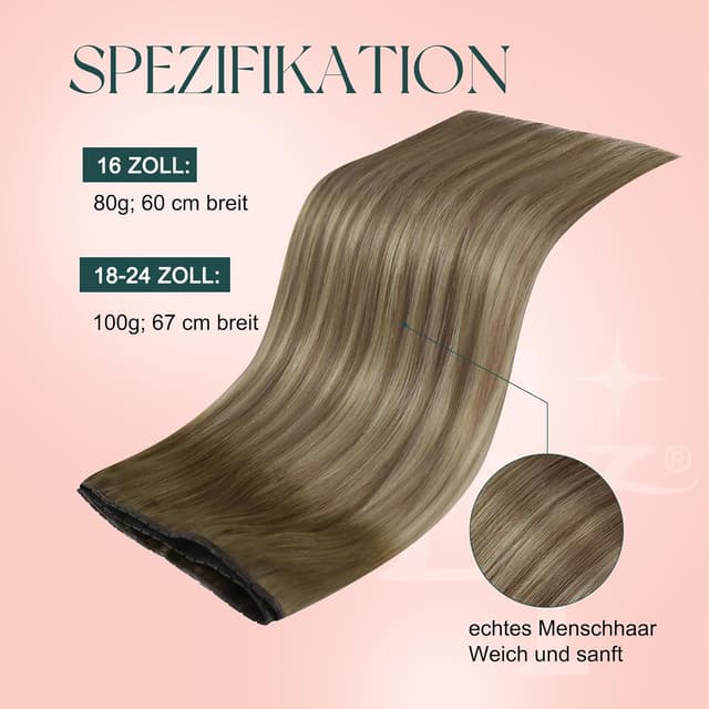 Detalle 2 de Easyouth Butterfly Tressen Echthaar Balayage Weft Extensions (Blond/Dunkelbraun) – für Damen, 80 g