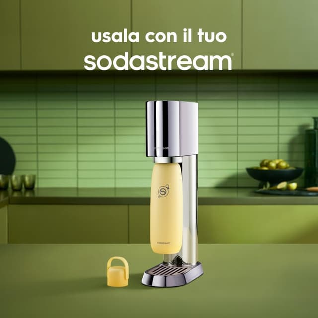 Detalle de Fizz & Go Giallo: borraccia a doppia parete per bollicine (acciaio inox) e compatibile SodaStream Quick-Connect