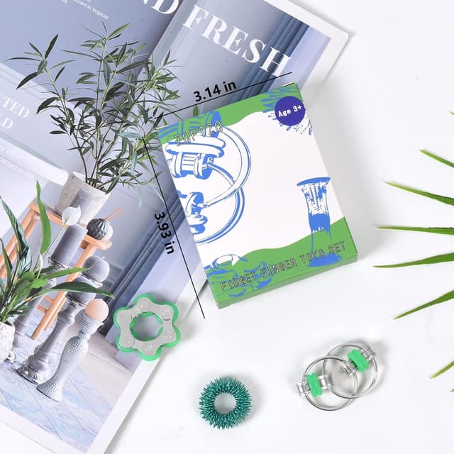 Thumbnail 6 de ZQFTZQ 8-Piece Hand Fidget Toy Variety Pack (Bike Chain, Mesh & Marble, Spiky Rings)