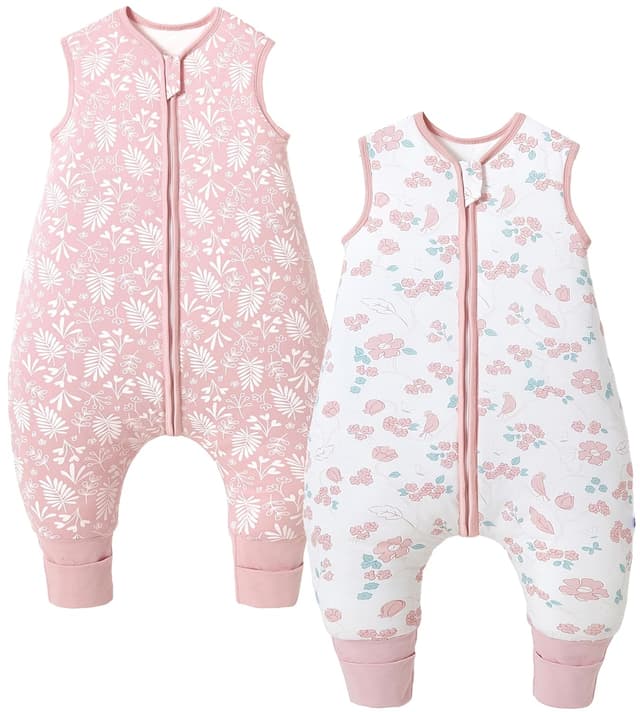 Detalle de Chilsuessy Baby-Schlafsack mit Füßen 2er-Pack, 2,5 Tog – weicher Baumwoll-Schlafsack für Kinder (75–85 cm)