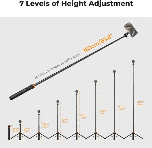 Thumbnail 5 de K&F CONCEPT 63" Phone Selfie Stick Tripod with Remote 🎥