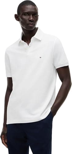 Detalle de Tommy Hilfiger Polo de Manga Corta para Hombre 1985 Regular Fit en Blanco (White) – algodón orgánico