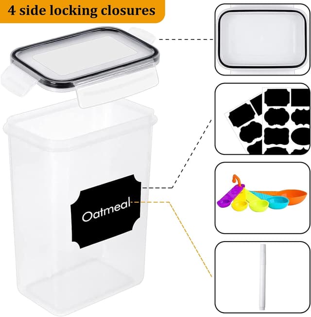 Detalle de stusgo 42er Pack versiegelte Vorratsdosen mit Deckel – transparente Kunststoff-Behälter für Mehl, Zucker & Co.