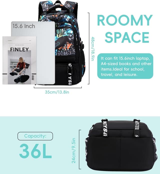 Detalle de Tanou Zaino Scuola per Ragazzi 12-19 anni, grande capacità in nylon resistente all’acqua