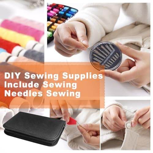 Detalle de JUNING kit de costura XL con estuche de transporte y 42 carretes para viajes y emergencias