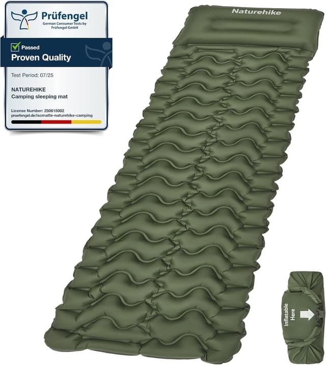 Detalle de Naturehike materassino gonfiabile ultraleggero singolo per esterni (verde militare)