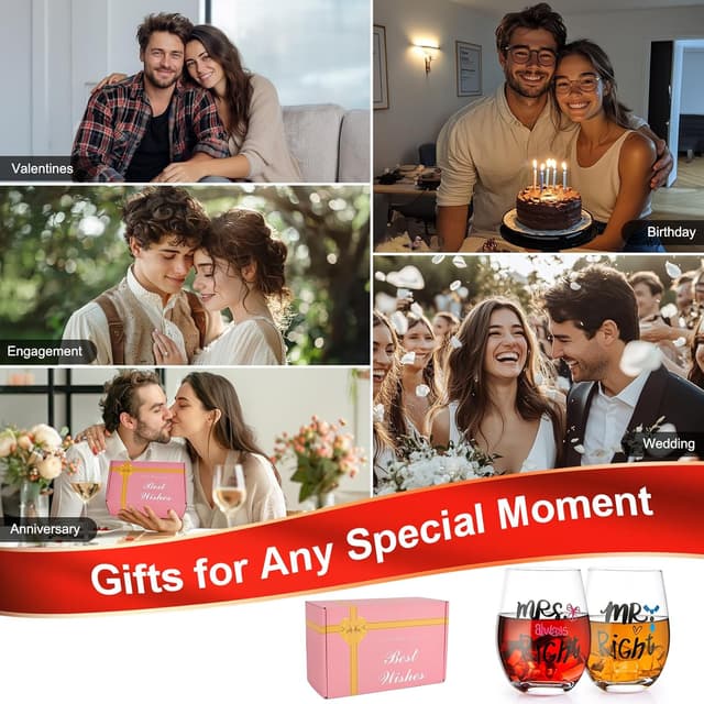 Thumbnail 6 de Mr & Mrs Tassen Partnertassen & Weingläser-Set für Paare (2 Stück) in Geschenkbox