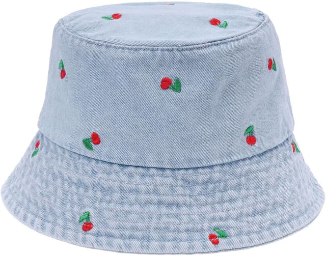 Detalle de MILAKOO Fischerhut Damen Sommer faltbar – Unisex Bucket Hat aus Baumwolle/Denim mit Stickerei