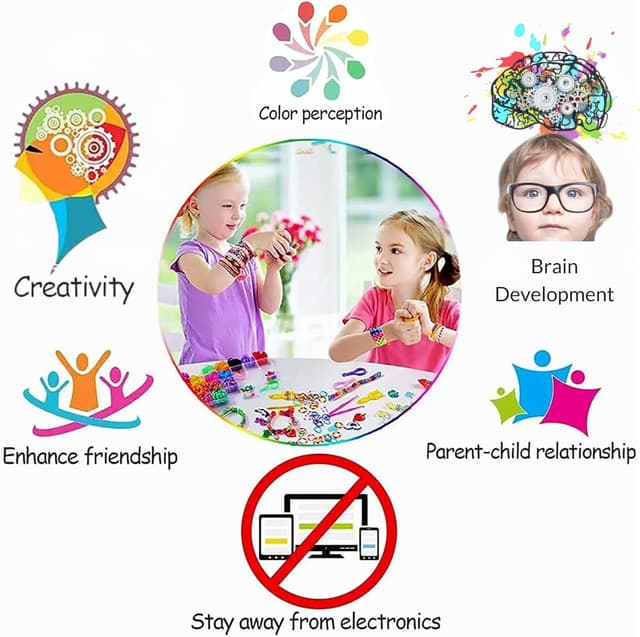 Detalle de DasKid 17,000+ Loom Bands Kit (40 colours) with beads, S-clips, charms and storage box