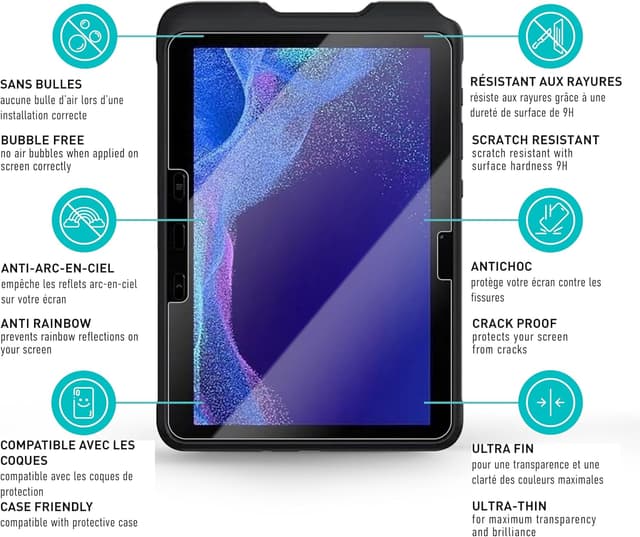 Detalle de smartect Verre Trempé pour Samsung Galaxy Tab Active 4 Pro (2 pièces) — protection HD claire anti-rayures
