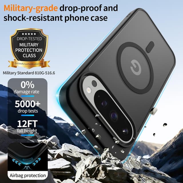 Detalle de Jshru Magnetic Case for Google Pixel 9 Pro XL (MagSafe compatible) with HD Screen Protectors (Black)