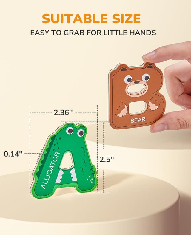 Detalle de JoyCat Wooden Thick Alphabet Magnets (26 Uppercase Letters) for Toddlers Ages 2+