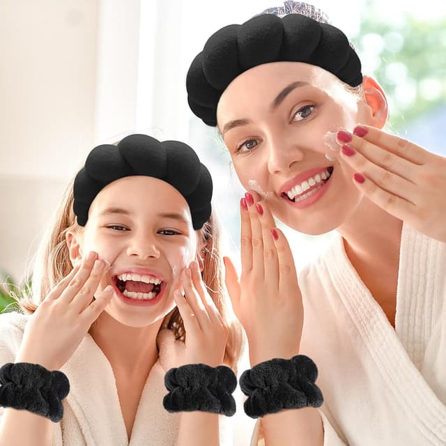 Thumbnail 6 de Zkptops Spa Headband & Wristband Set for Face Washing (Black) — Terry Cloth Hair Accessory