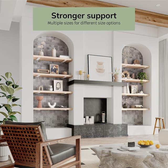 Detalle de WELDUN lot de 6 supports d’étagère flottante (30 cm) en métal blanc, charge 75 kg