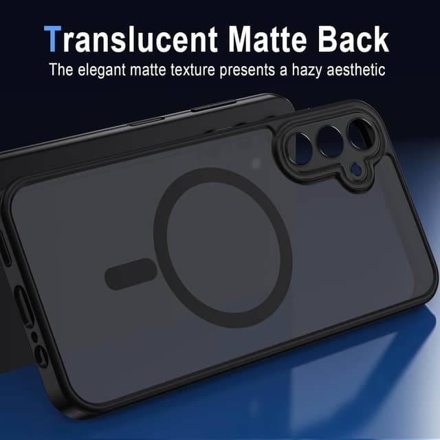 Detalle 2 de XTCASE Coque magnétique MagSafe pour Samsung Galaxy A25 5G – dos mat translucide, TPU antichoc et PC anti-rayures (noir)