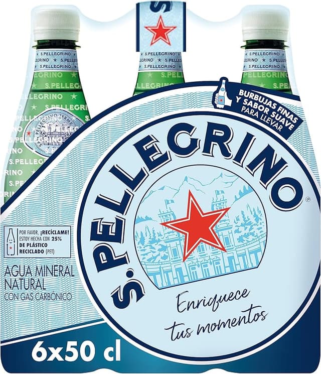Thumbnail 1 de S. Pellegrino Agua Mineral con Gas 4x6x50cl 🥂