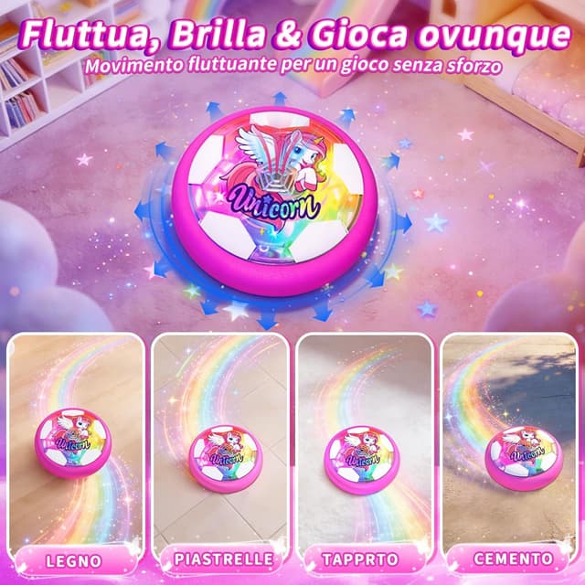 Detalle de Unicorno pallone da calcio luminoso a base d’aria Giochi Bambina (3-12 anni) – regalo a tema licorna