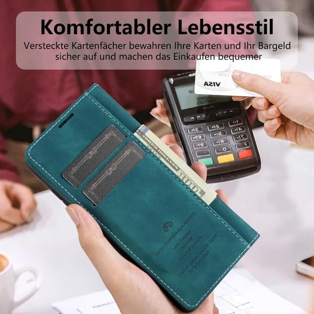 Detalle de AFARER Klapp-Brieftasche für Samsung Galaxy A56 (blau) mit Kartenfächern und Ständerfunktion