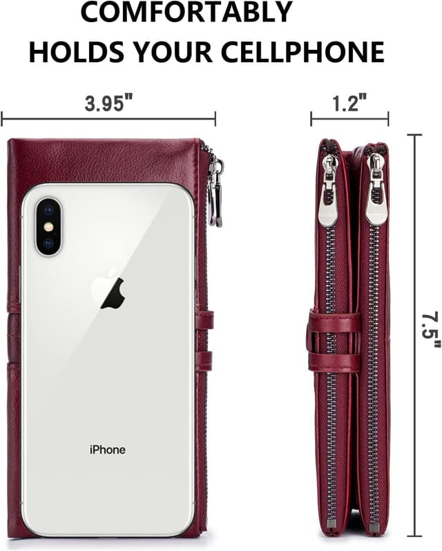 Detalle 2 de Roulens Genuine Leather Women’s Slim Bifold Wallet with RFID Blocking